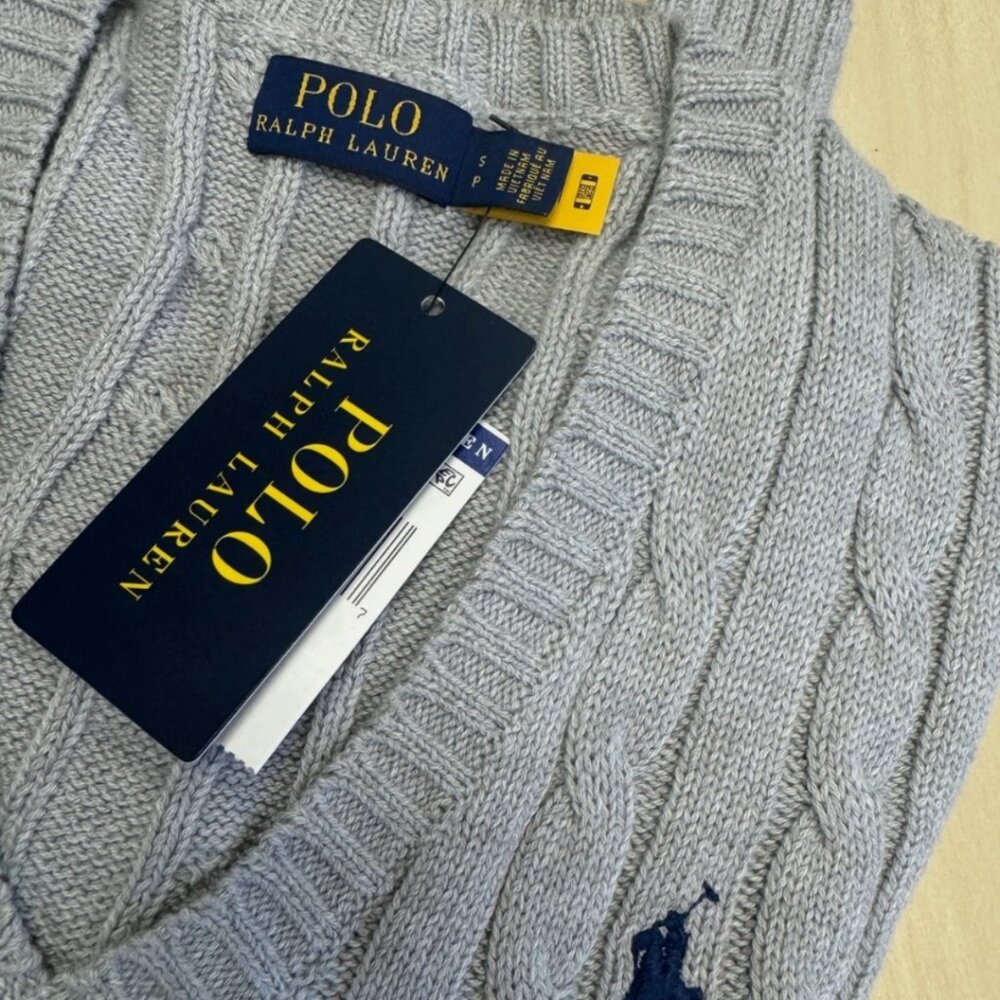Polo Ralph Lauren Cable-Knit Cotton V-Neck Sweater - Picture 3 of 11